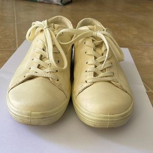 Ecco Womens “Soft 7” Leather Sneakers Shoes Lace Up Yellow EU 39 US 8-8.5